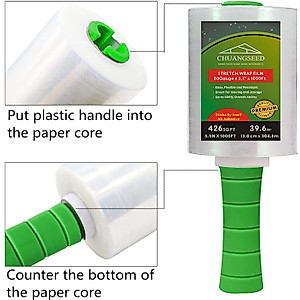 BOMEI Clear Stretch Wrap Film - 5x1000ft 2-Pack Heavy Duty Moving Wrap With Handles