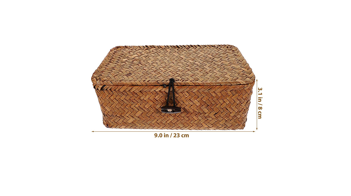 Gatuida Rectangular Wicker Baskets with Lids, Seagrass Storage Baskets ...