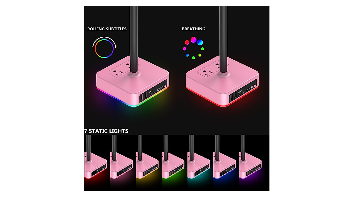 KAFRI RGB Headphone Stand with USB Charger & Outlets