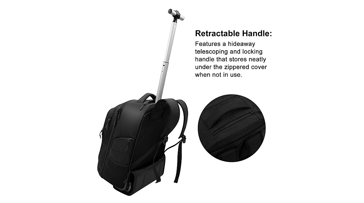 AMBOR Waterproof Rolling Backpack for Travel & Work