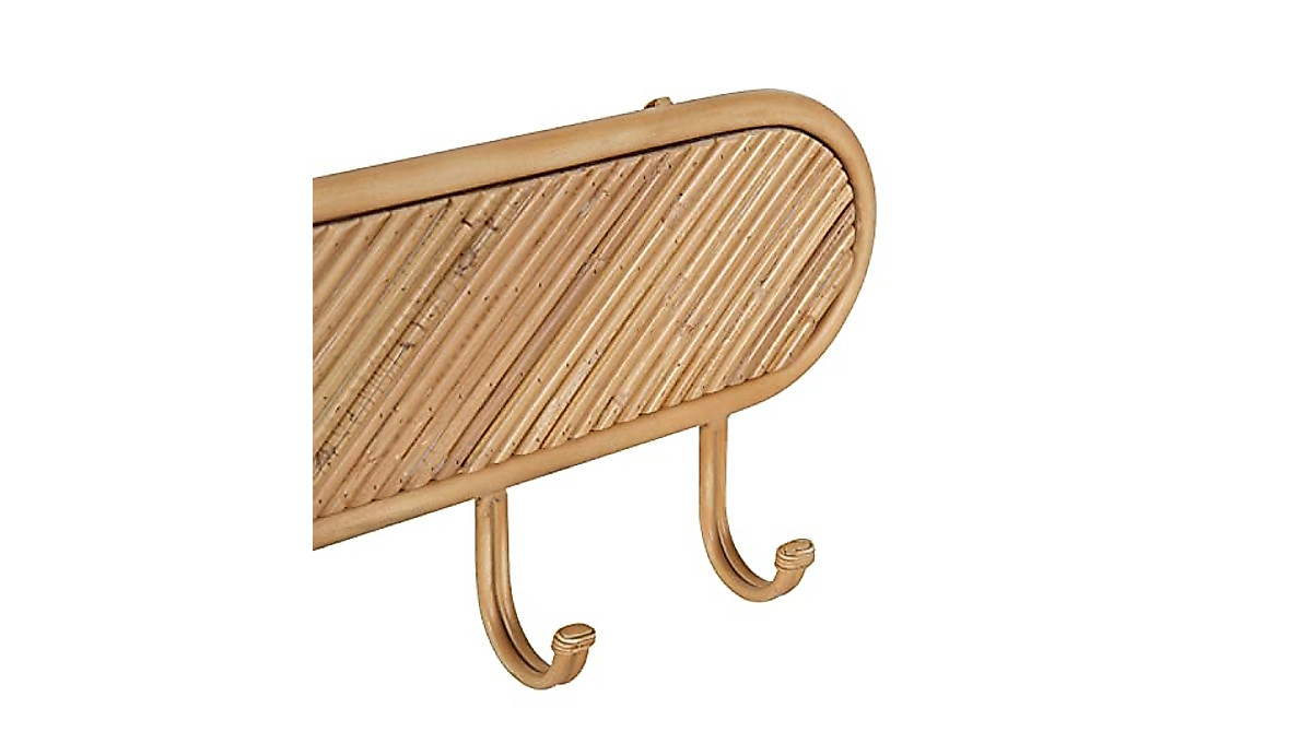 Kate and Laurel Tioga Boho Rattan Coat Rack - Stylish Wall Storage