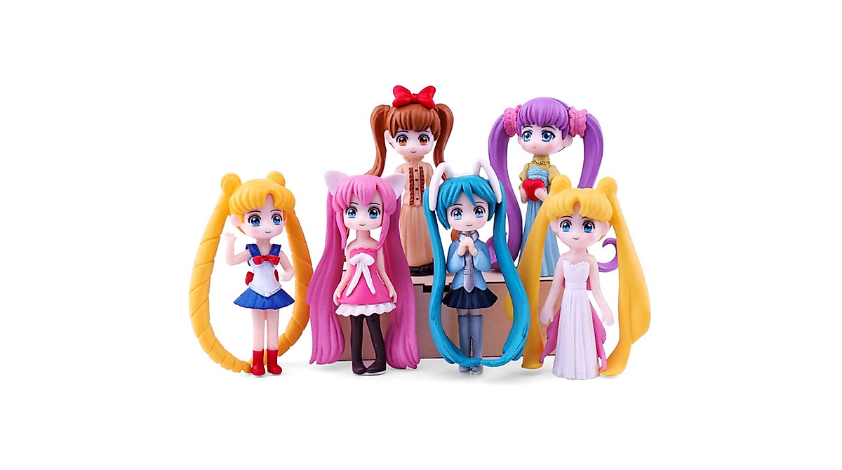 HYSTYLE 6 Pcs Lovely Girl Figurines - Cute Decor Set