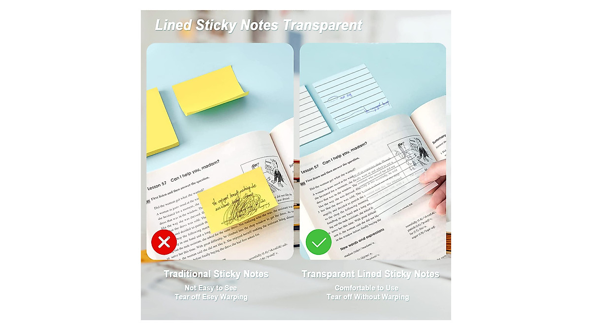 MIUTME Bright Sticky Notes - Waterproof & Lined 7 Colors