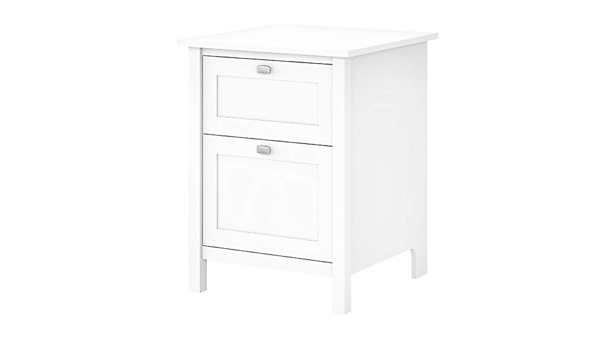 Bush Furniture Broadview File Cabinet - Pure White Storage