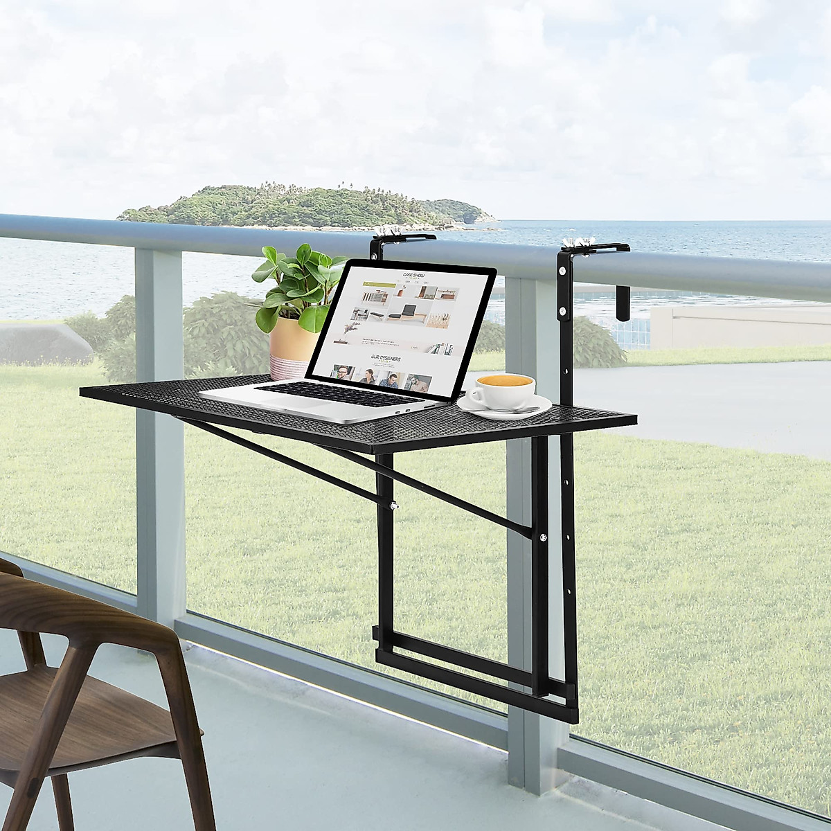 Adjustable Folding Balcony Railing Table - Eusuncaly