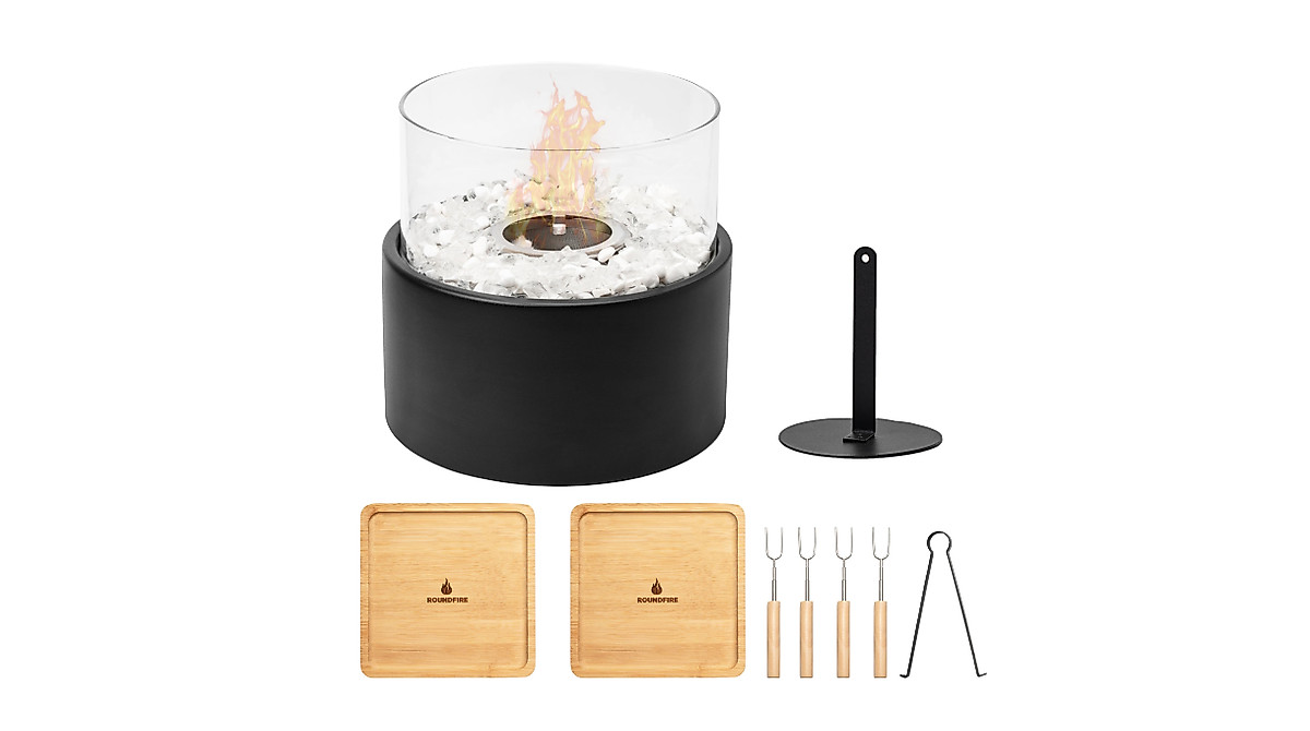 Roundfire Halo Tabletop Fire Pit with S'mores Kit | Cozy Outdoor ...
