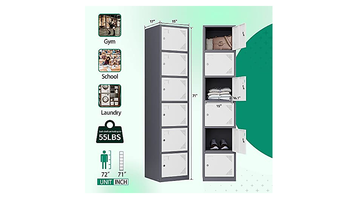 HarriGarden Letaya Metal Locker For Employees,5 Tiered Lockable Storage Organizer Steel Wall