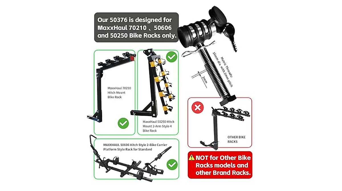 MAXXHAUL 50376 Threaded Hitch Locking Pin for Bike Racks | Secure & Durable