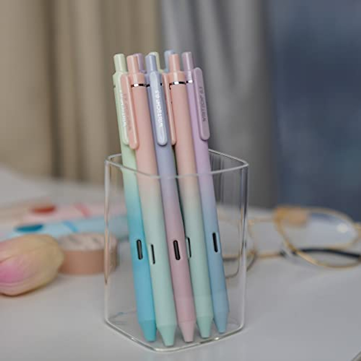 WRITECH 8ct Retractable Black Gel Pens 0.5mm | Smooth
