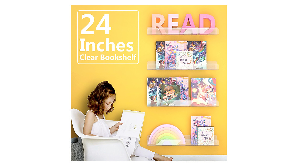 Aazon.co: RORKI 24 Inches Wall Ounted Kids Bookshelf, Clear Acrylic