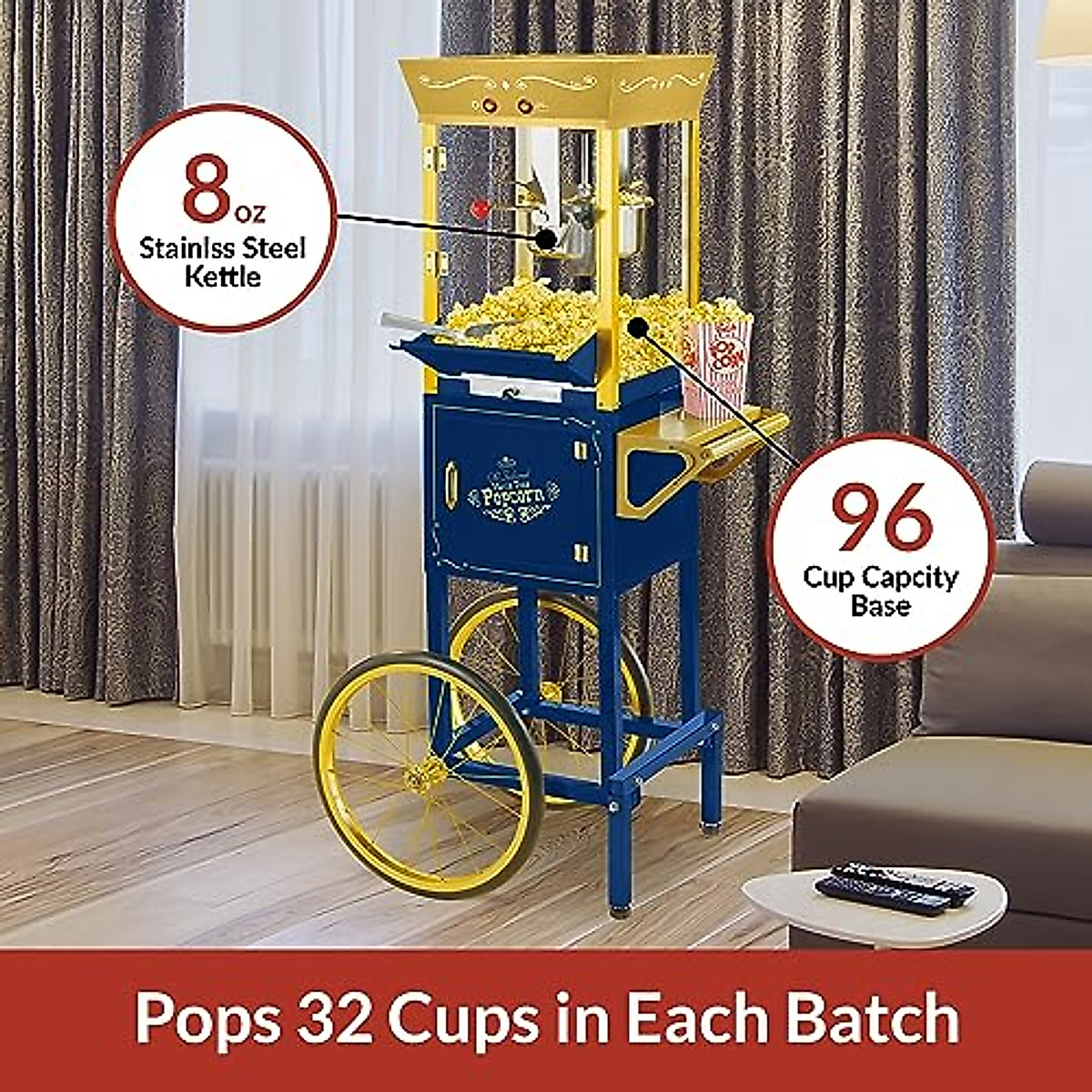 Nostalgia Popcorn Maker Machine - Vintage Theater Style popcorn