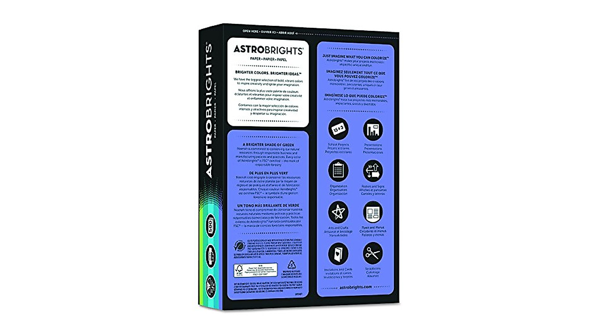 Astrobrights Color Paper: Cool Assortment, 500 Sheets