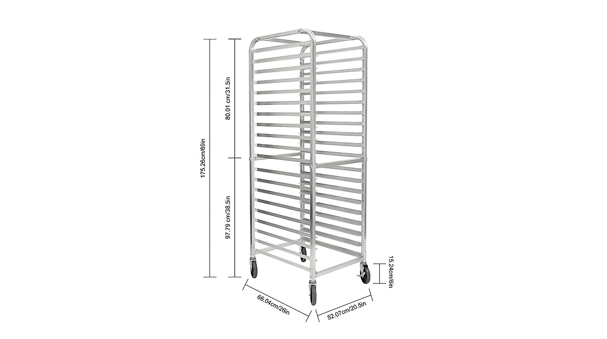 YSHUSTGY 20-Tier Commercial Bakery Rack with Lockable Casters