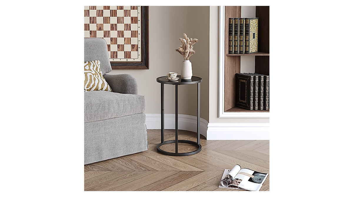 Small Round Glass Side Table for Small Spaces - SAYGOER