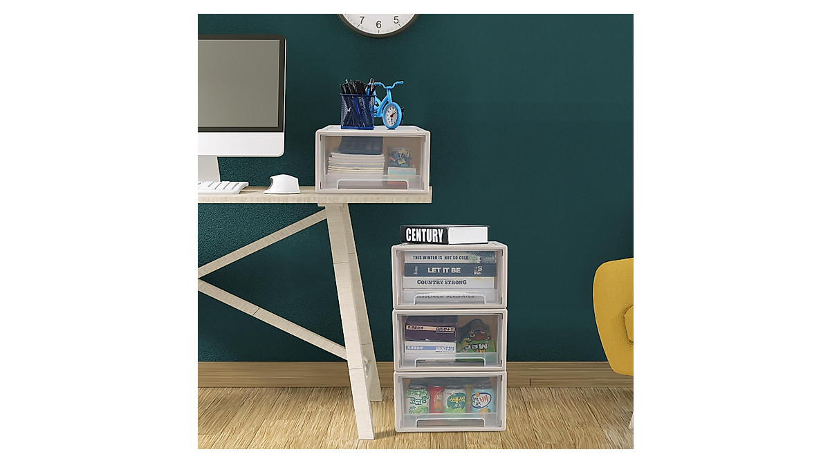 Udotry 4 Pack Stackable Storage Drawers - 18 Quart Plastic Units