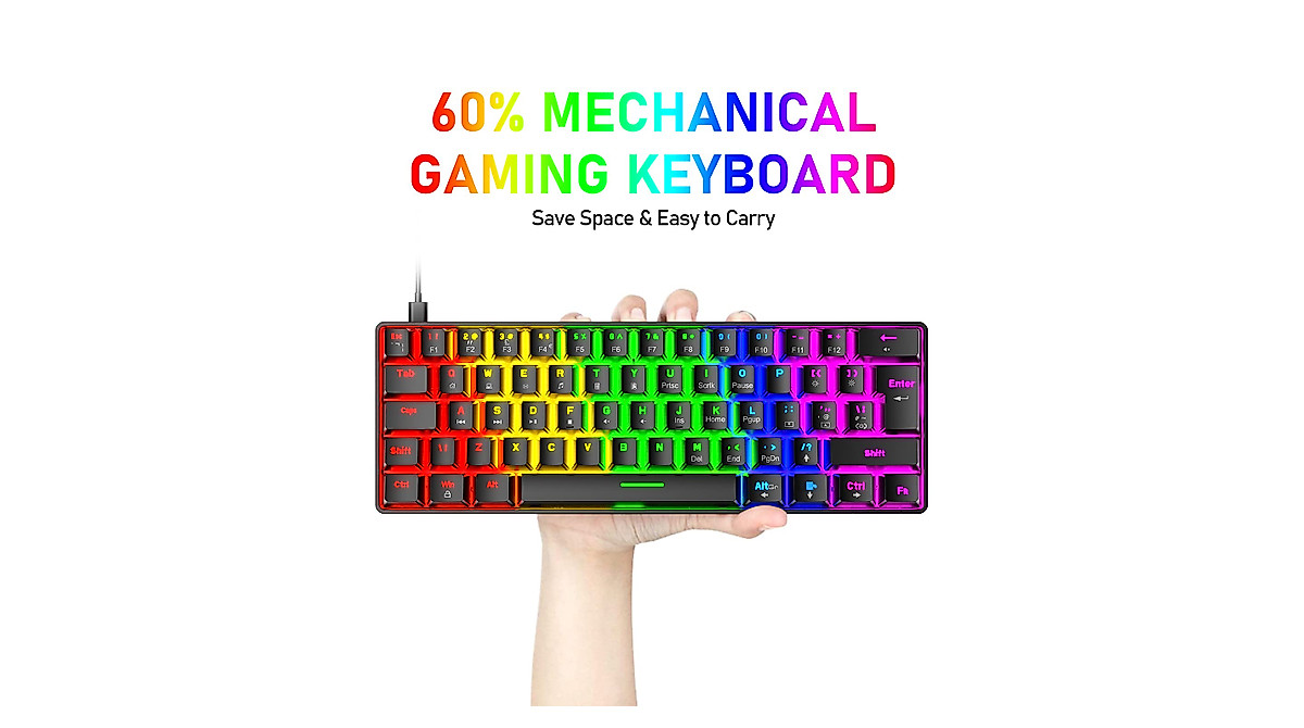 60% True Mechanical Gaming Keyboard - RGB Backlit Compact