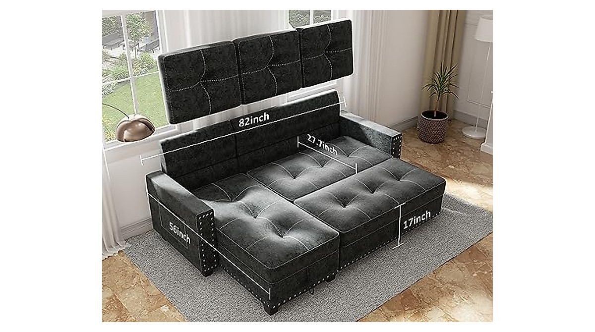 Ucloveria Reversible Sectional Sofa Bed - Modern L-Shape Couch with Storage