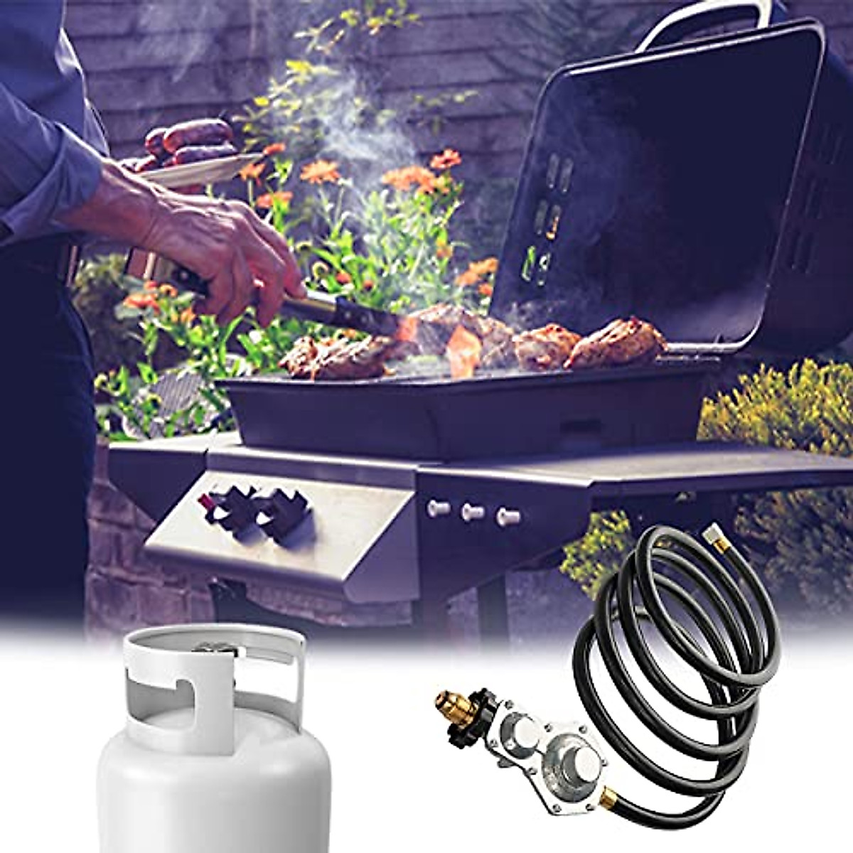 Unbranded 10-Foot Two-Stage Propane Regulator With Hose – POL Tank Connection For RV, Grill, Or Camper, Brass & Stainless Steel