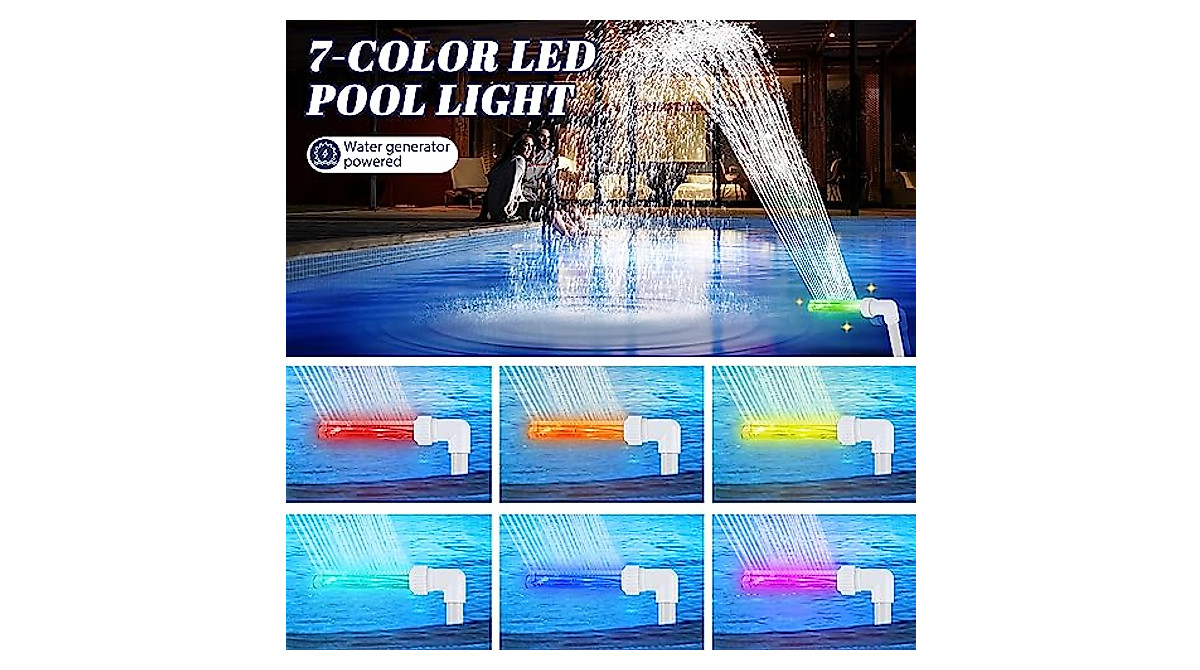 Swimming Pool Waterfall Fountain with 7-Color LED Lights - Cool ...