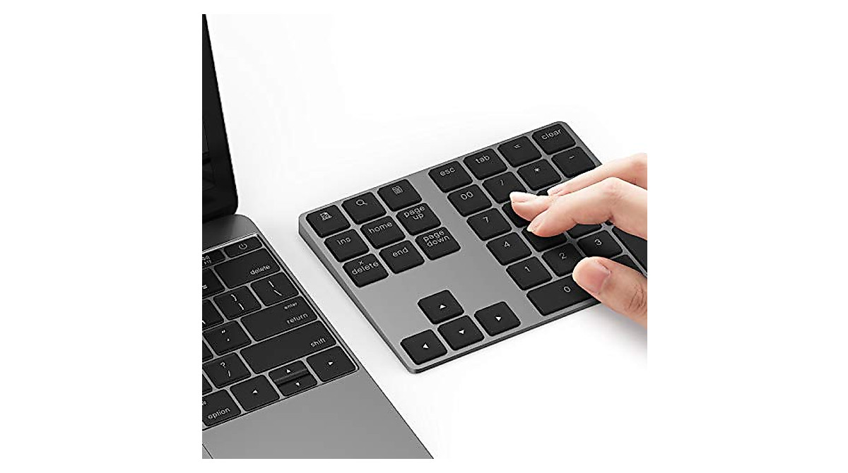 Lekvey Bluetooth Number Pad - 34-Key Wireless Numeric Keypad For Laptops & Computers (Deep Gray)