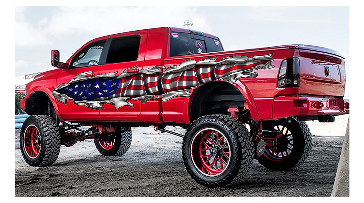 USA Flag Car Vinyl Decal - Patriotic Vehicle Graphics & Stickers