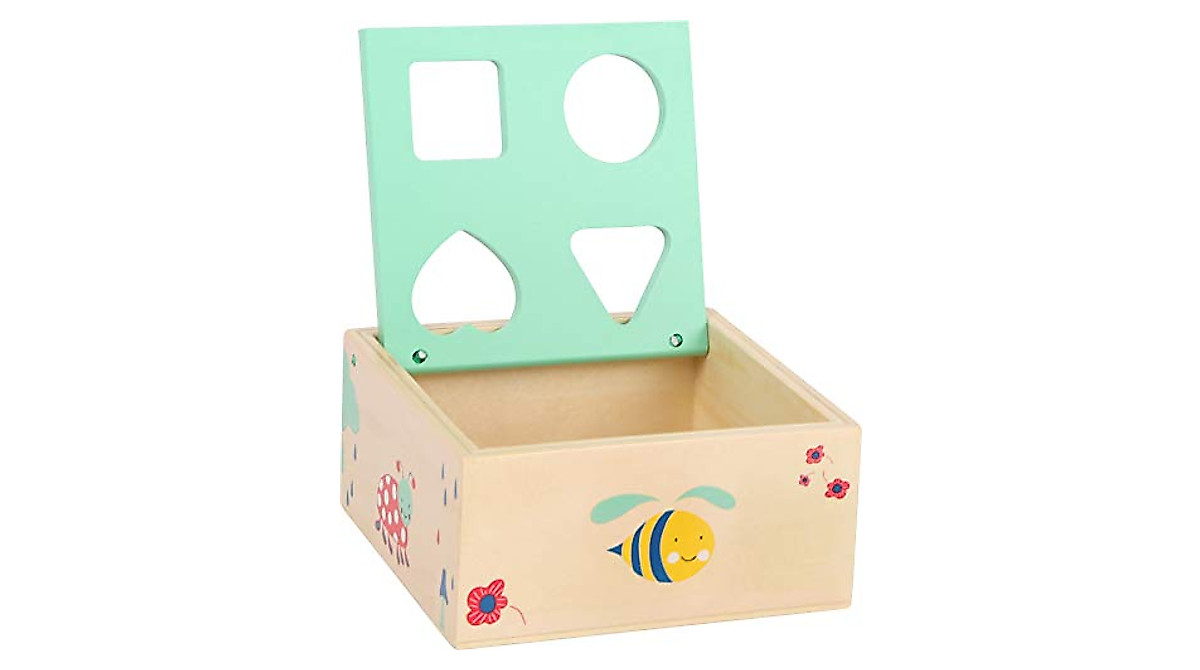 Small Foot Wooden Shape-Fitting Activity Cube for Kids 12+ Months