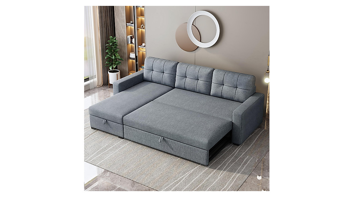 ACQCA Sectional Sleeper Sofa with Storage & Pull-Out Bed
