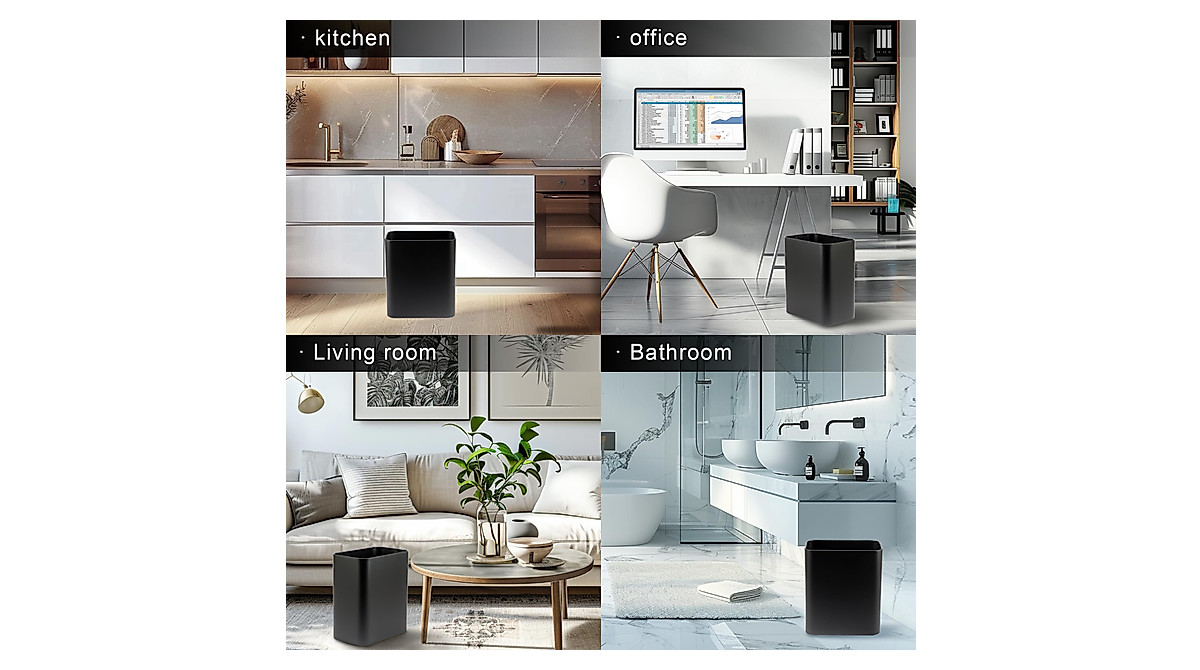 EmoH 2.1 Gallon Matte Black Trash Can - Modern Wastebasket