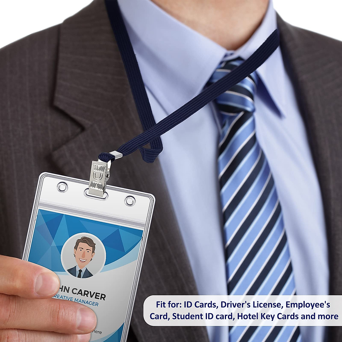 Marspark 200 Pcs ID Badge Lanyards and Holders - Waterproof & Durable