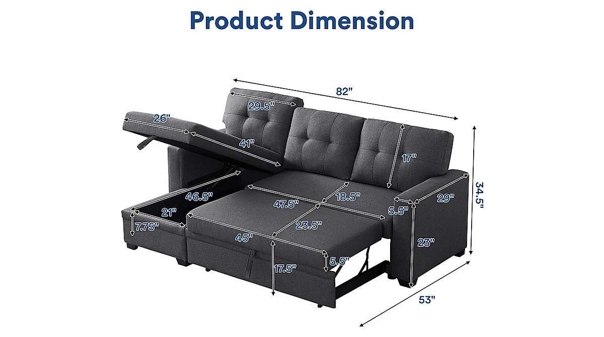 Wakefit Reversible Sofa Bed with Storage & Comfort