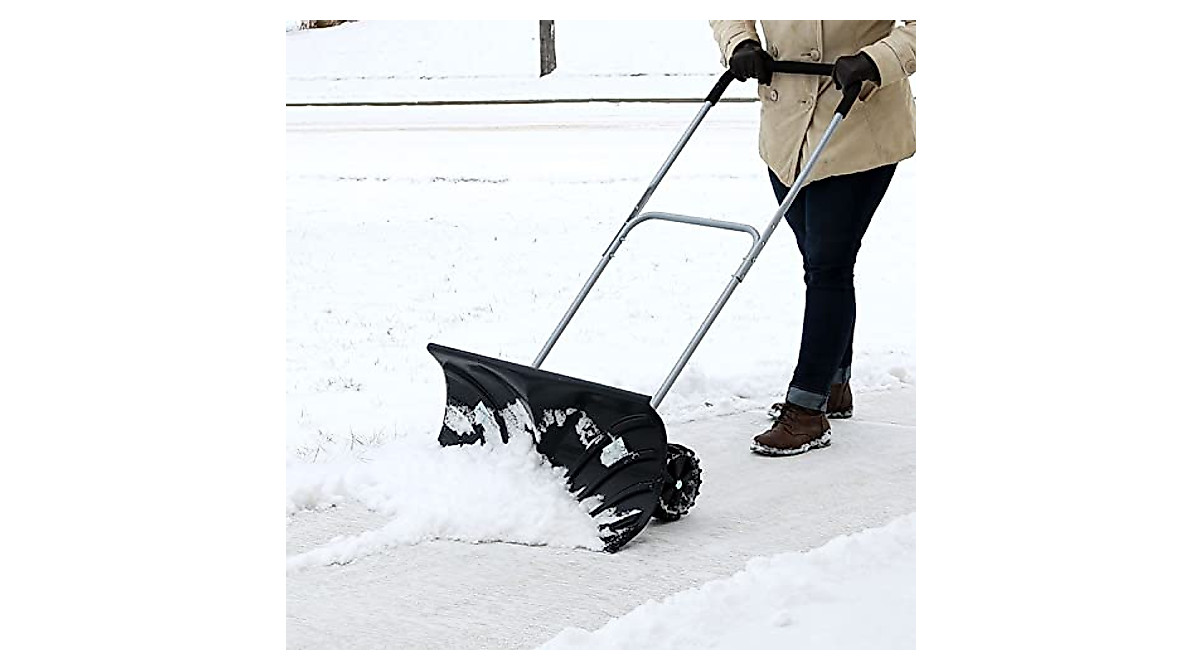 CASL Brands Snow Shovel with Wheels for Easy Snow Removal
