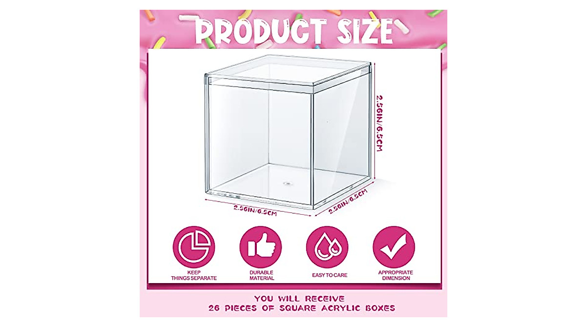 Clear Acrylic Plastic Square Storage Boxes - 26 Pieces