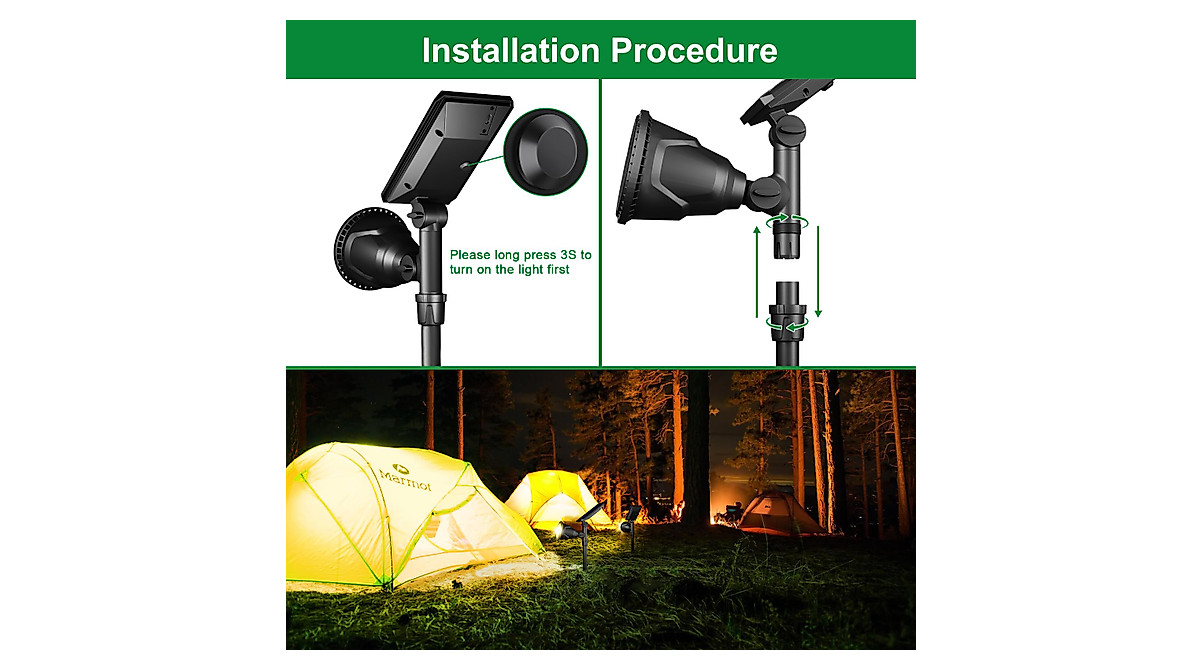 JSOT Solar Spotlights – 2 Pack Cool White, Waterproof Outdoor Landscape Lights For Garden, Yard & Driveway