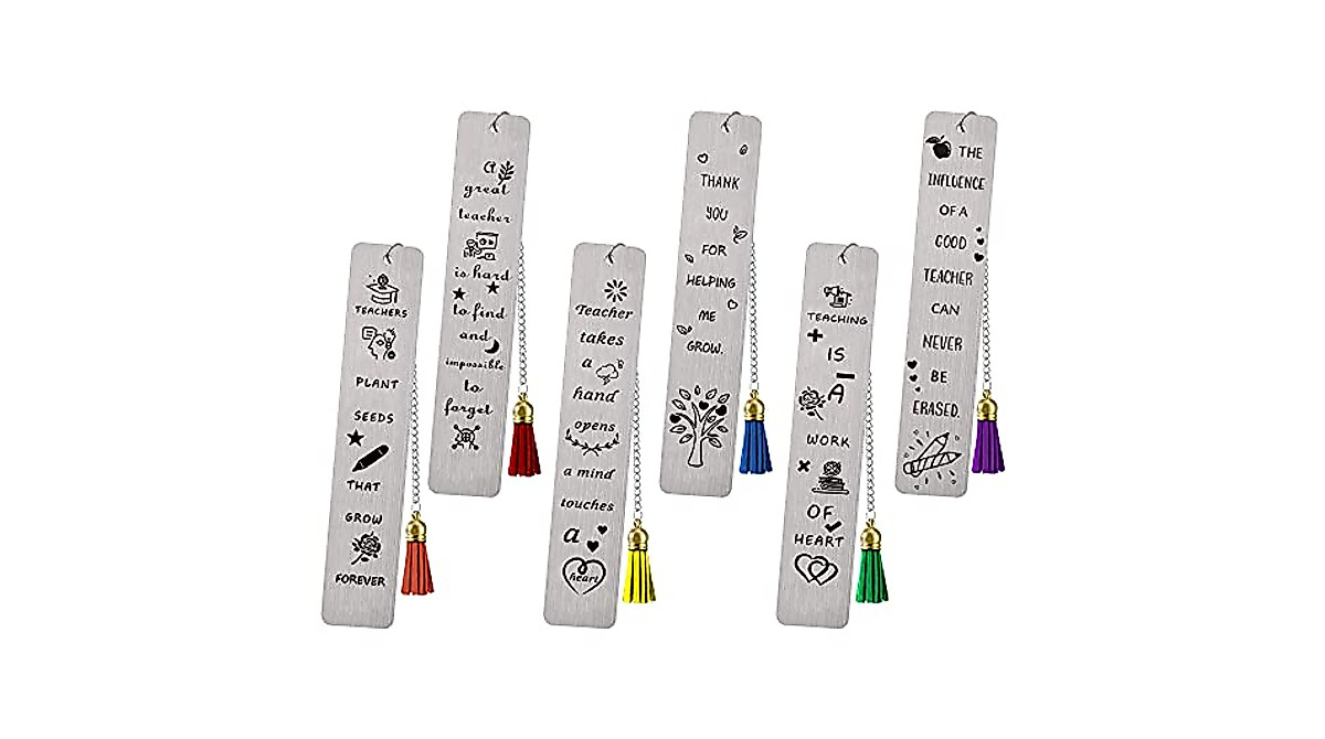 Teacher Appreciation Bookmarks - 6 Durable Metal Book Page Markers