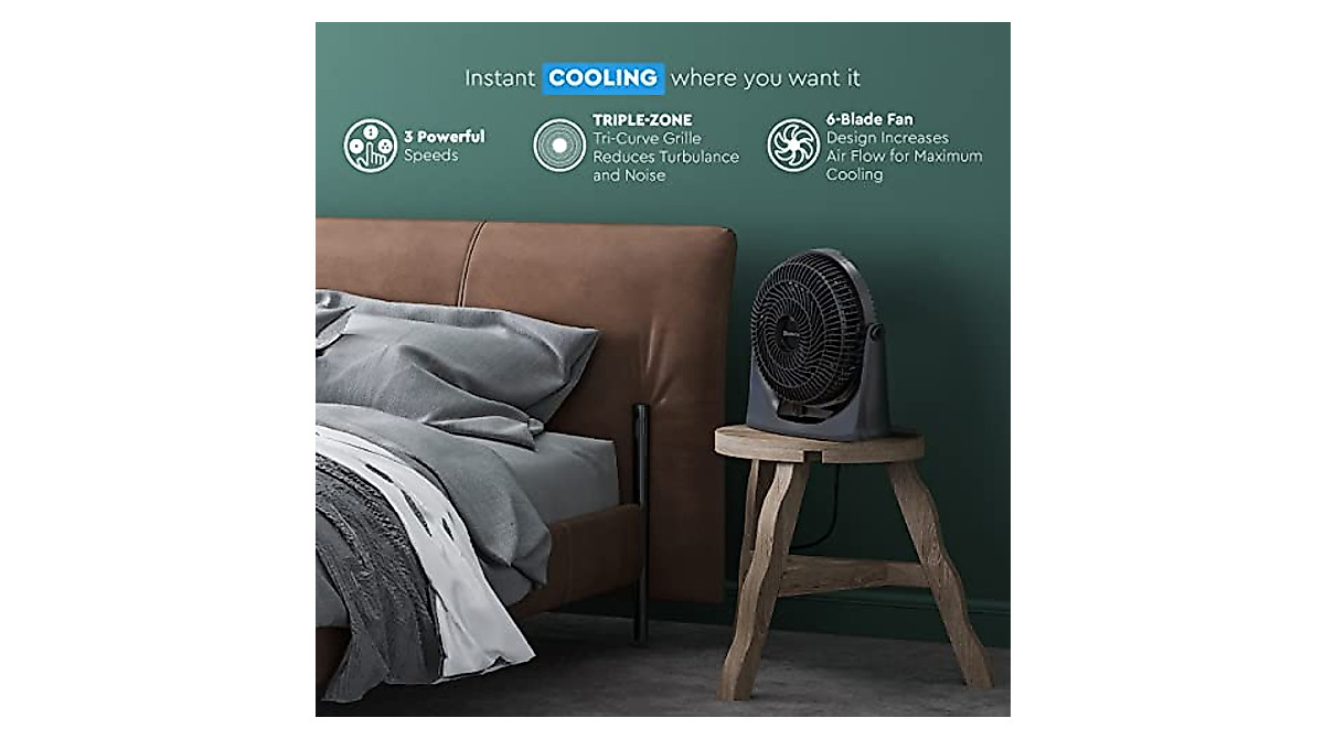 Comfort Zone Turbo Fan Wall Mountable Power Curve 3-Speed Black