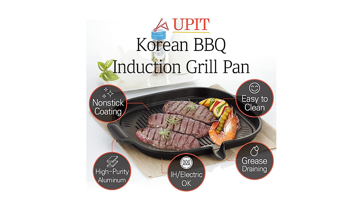 UPIT Korean BBQ Grill Pan - Nonstick & Induction Compatible