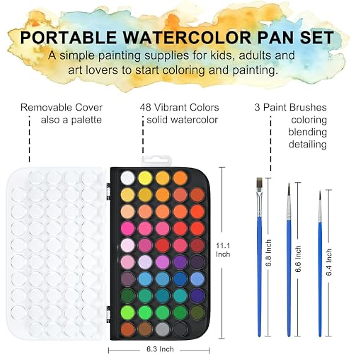 Shuttle Art 48 Color Watercolor Paint Set for All Ages