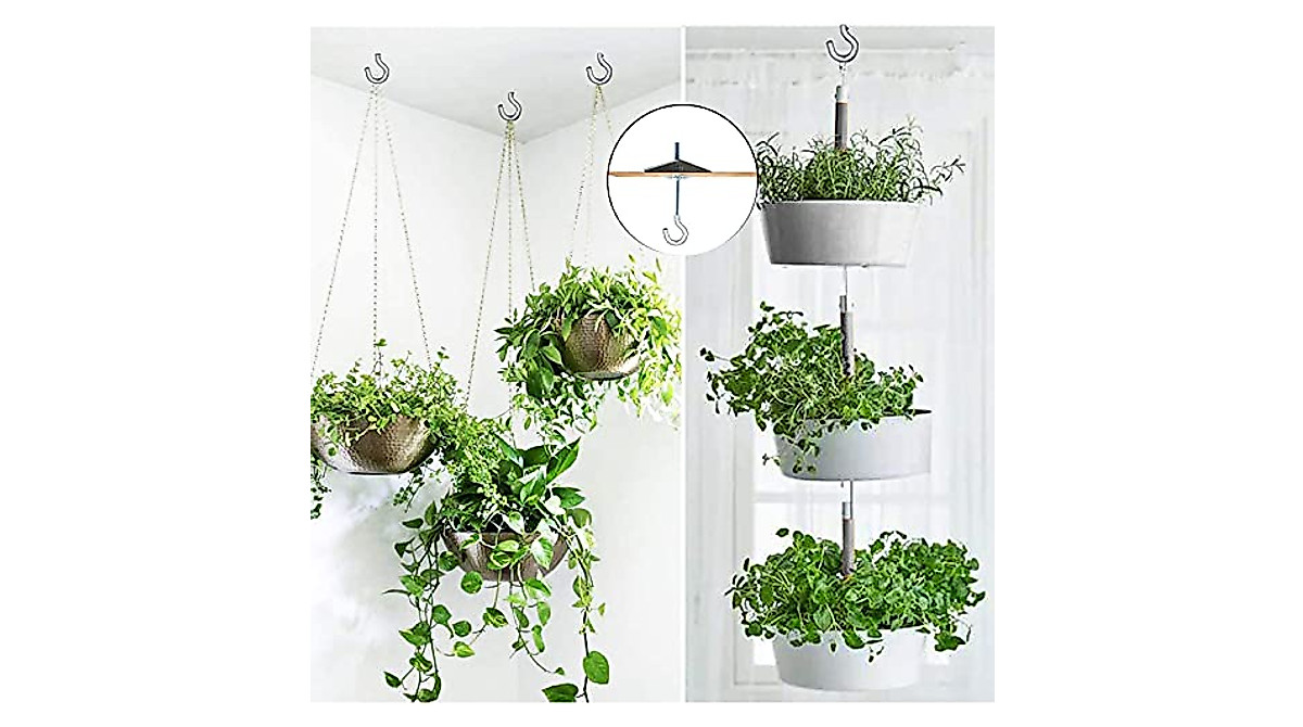 Lubarion 4-Pack Heavy Duty Ceiling Hooks – Rust-Resistant Steel Plant Hangers With Swirl Design-461260