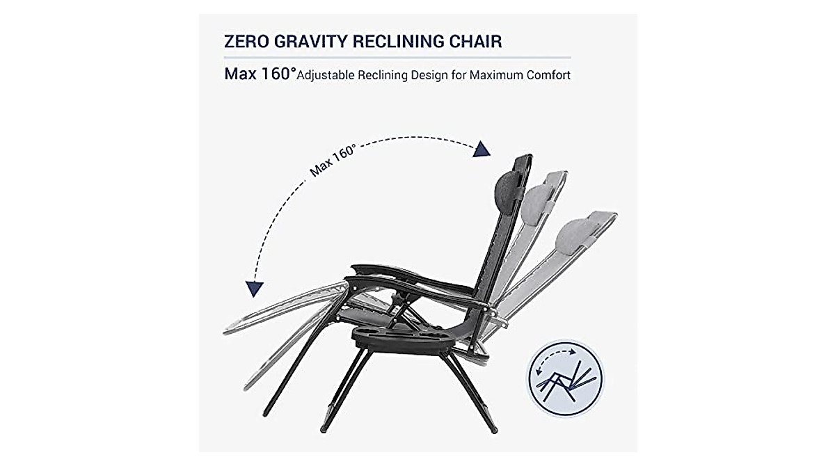 BELLEZE Zero Gravity Chairs Set of 2 | Outdoor Recliner Comfort