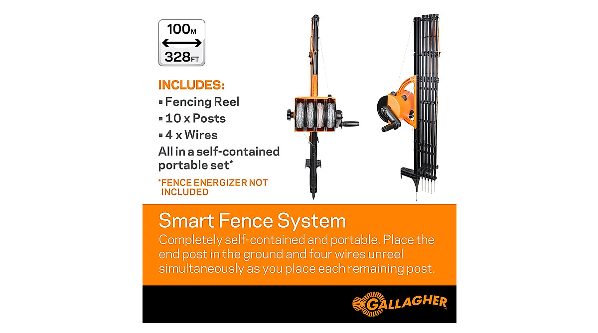 Gallagher Smart Fence 2 - Portable Electric Animal Fence 328ft