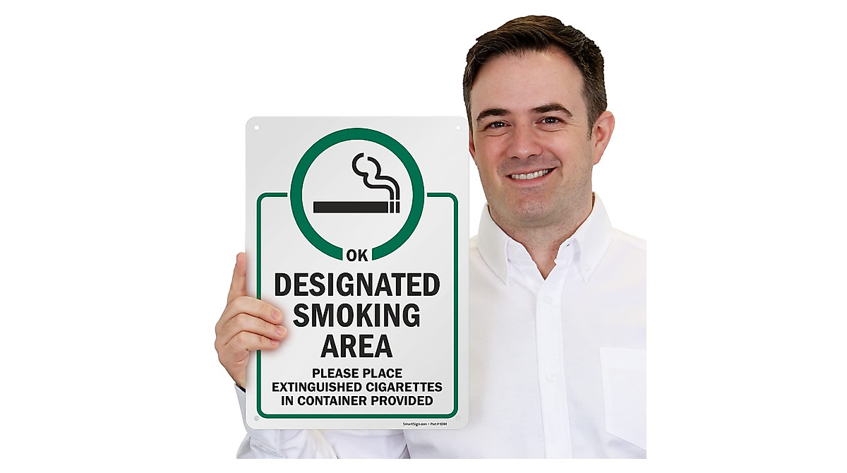 SmartSign 14 x 10 inch “Designated Smoking Area - Place Extinguished ...