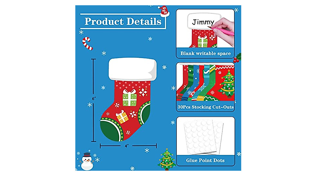 Christmas Stocking CutOuts for Classroom Decor SICOHOME