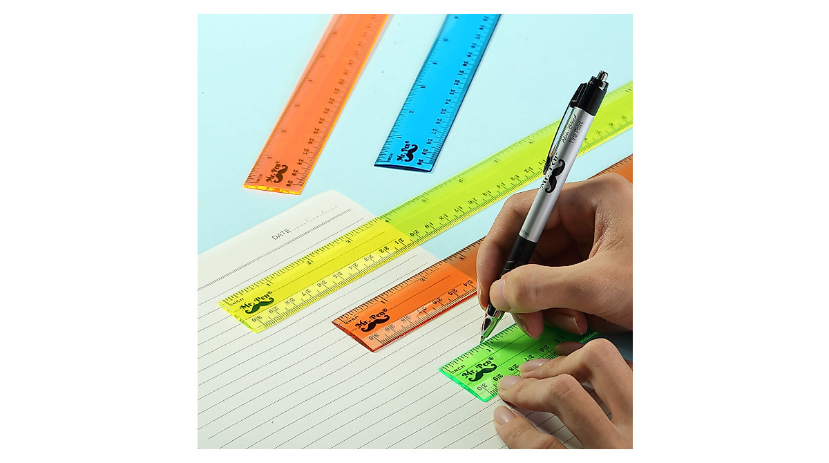 Mr. Pen 12-Inch Rulers - 6 Pack, Assorted Colors for School & Home