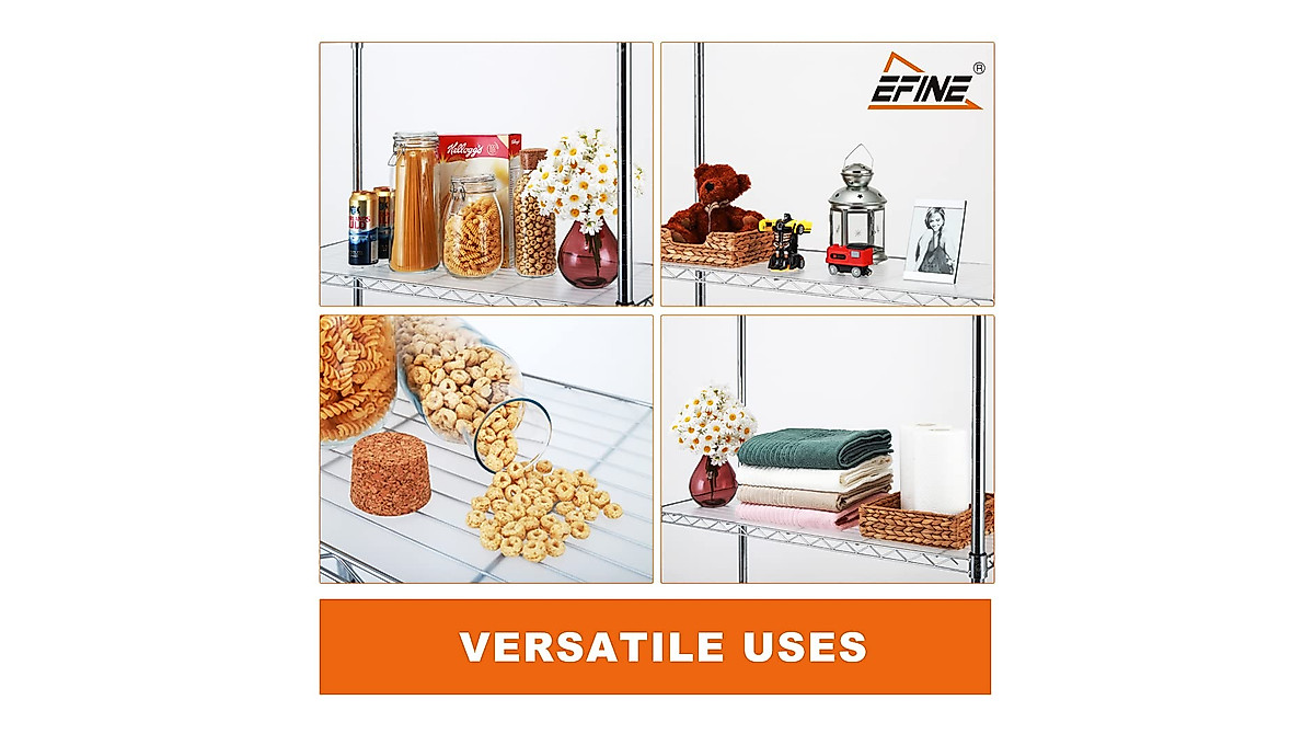 EFINE Chrome 4-Shelf Unit - Heavy Duty & Adjustable