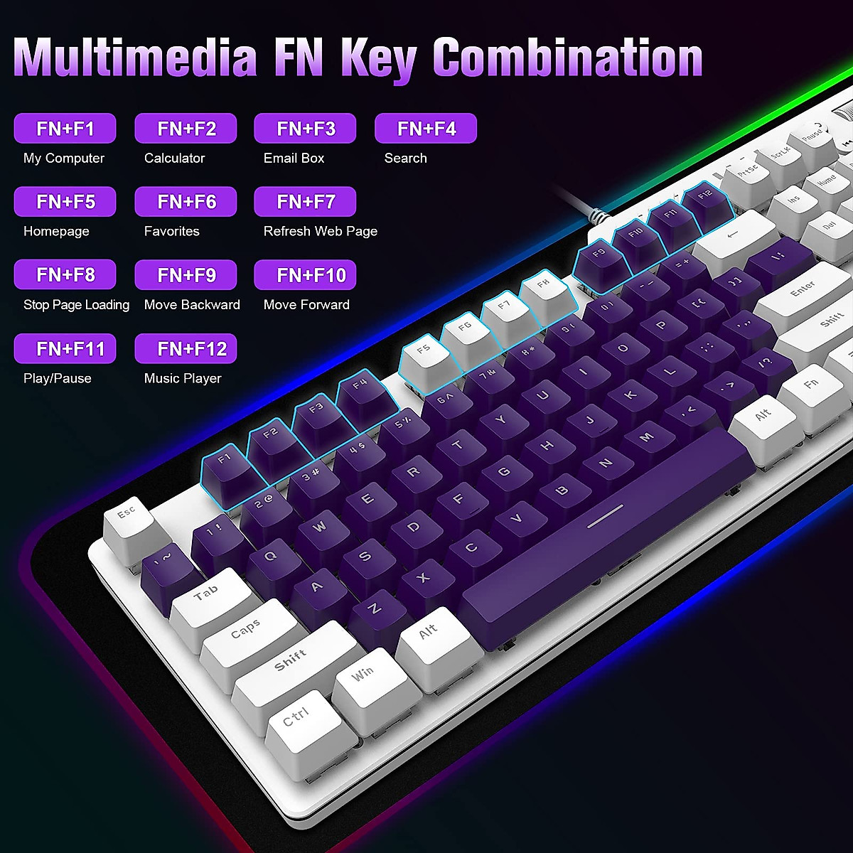 Hot Swappable Gaming Keyboard with Backlight Effects