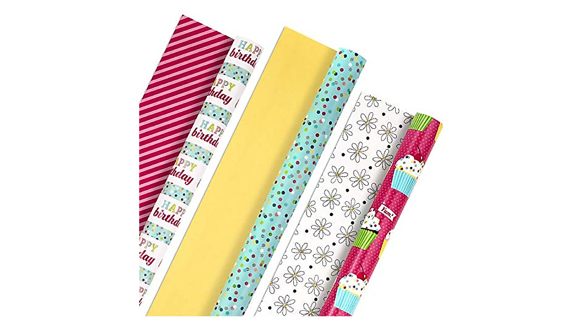 Hallmark Reversible Wrapping Paper Bundle | 6 Vibrant Eco-Friendly Designs