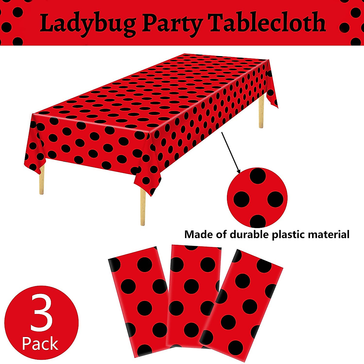 Oigco Ladybug Party Tablecloths - Perfect for Black & Red Theme
