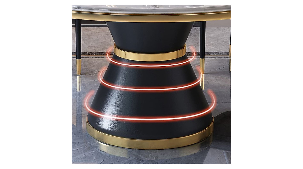 LAKIQ Modern Round Dining Table with Lazy Susan Marble Kitchen Dining ...