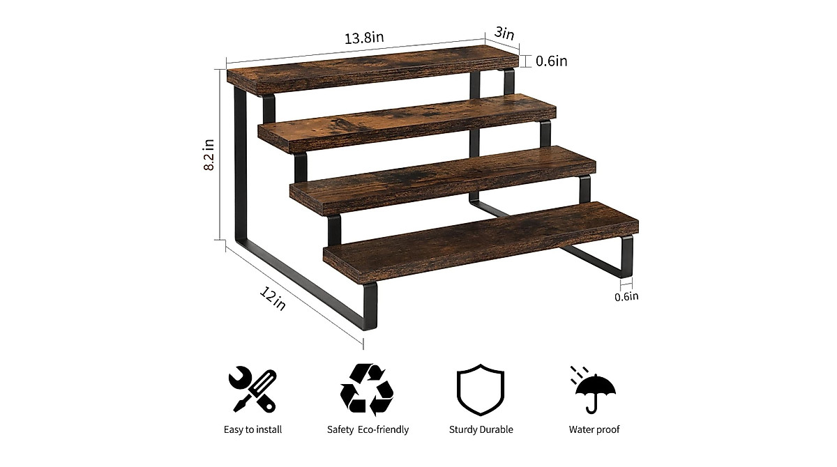 YINMIT 4-Tier Wooden Display Riser Stand for Home & Kitchen