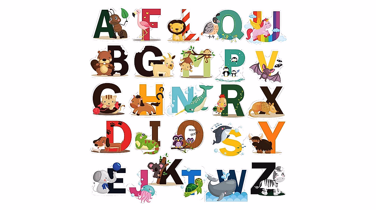 Colorful DEKOSH Animal Alphabet Wall Decals for Kids